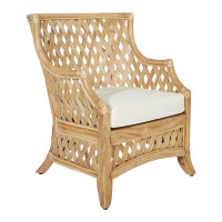 OSP Home Furnishings KNA-NAT Kona Chair with Cream Cushion and Natural Stained Rattan Frame